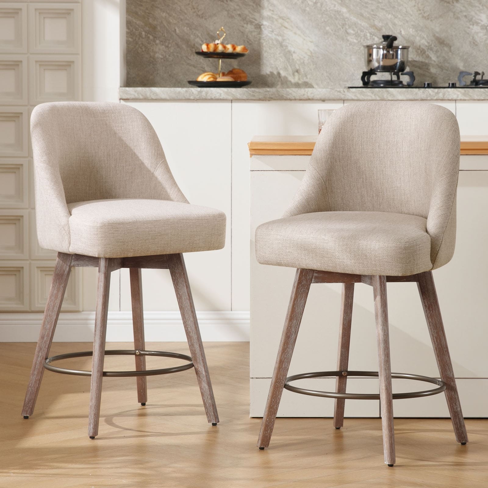 26 Counter Height Swivel Bar Stool, Upholstered Counter Stools - 23.8 (D) x 21.7 (W) x 38 (H)
