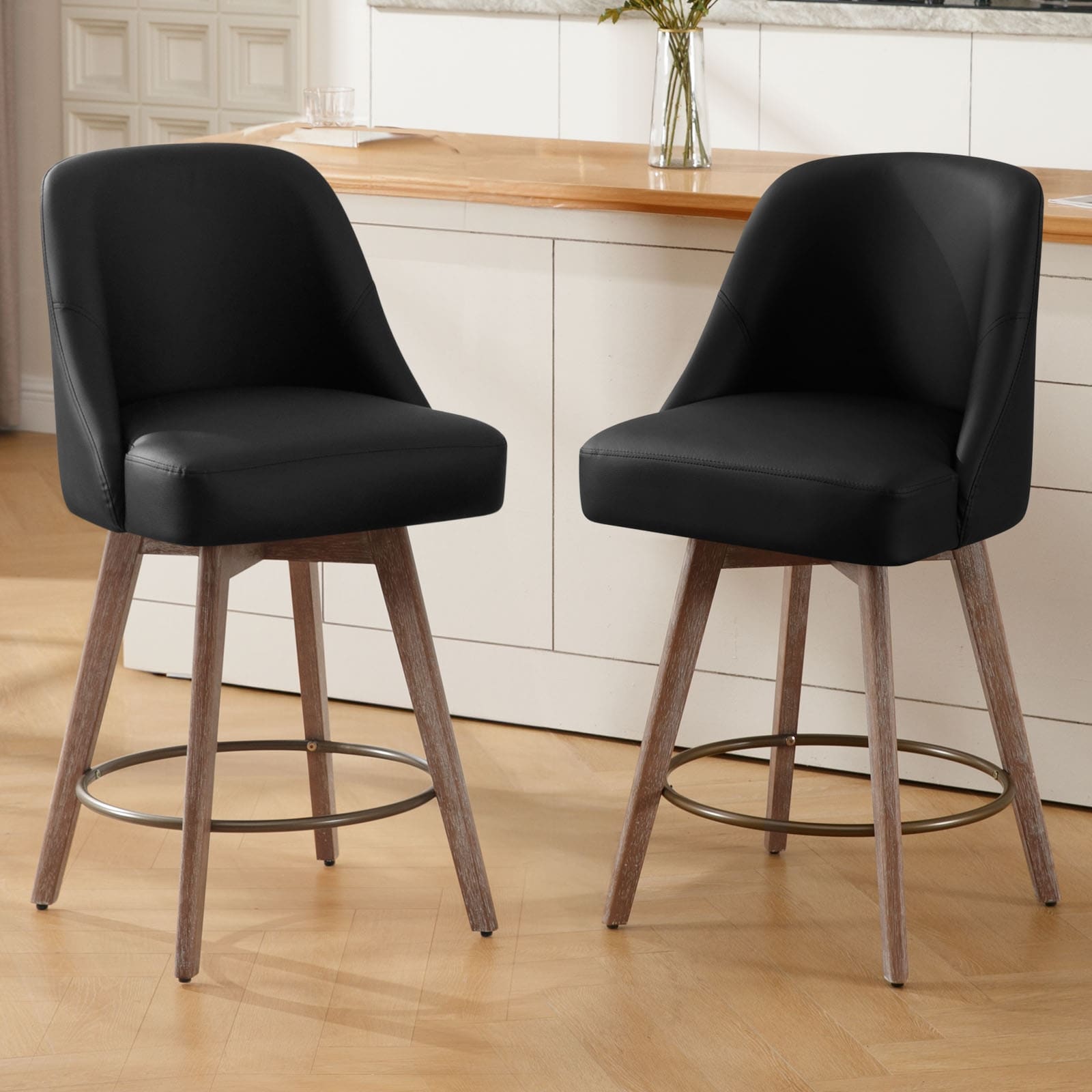 26 Counter Height Swivel Bar Stool, Upholstered Counter Stools - 23.8 (D) x 21.7 (W) x 38 (H)